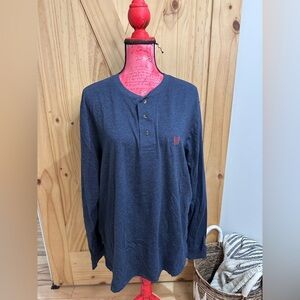 Chaps Dark Blue Long Sleeve Henley Shirt